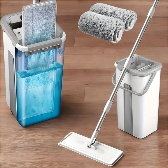 ACDANC 2026 New Mop and Bucket Set with Wringer,With 2 Reusable Microfiber Pads with 360° Flexible Rotation,Hands-Free Flat Mop and Bucket with Long Handle for Floor Cleaning and Wall Cleaning