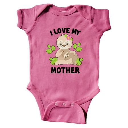 

Inktastic Cute Sloth I Love My Mother with Green Leaves Gift Baby Boy or Baby Girl Bodysuit