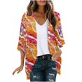 thumbnail image 2 of Nrmvnmi Women Open Front Lightweight Cardigan Summer Puff Sleeve Cardigans Fashion Floral Printed Kimono Cardigan Casual Loose Fit Cover Up Blouse Tops, 2 of 5