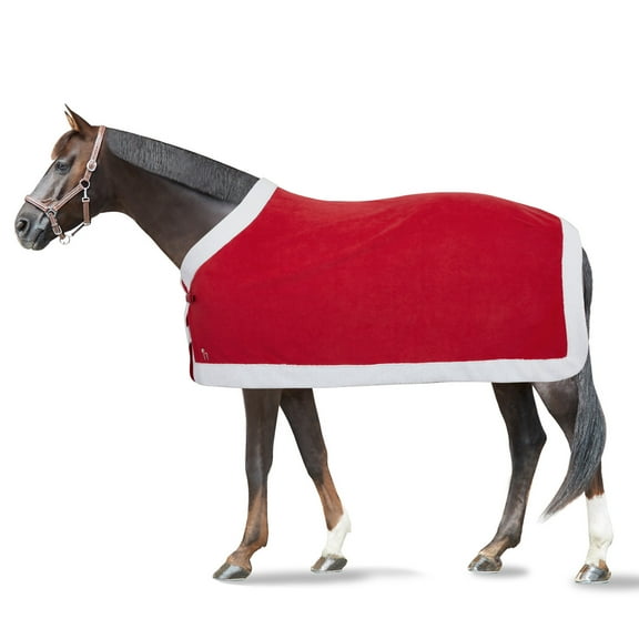 Horze Santa Christmas Fleece Horse Cooler Blanket with Faux Fur