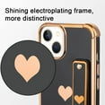 thumbnail image 3 of Designed for iPhone 14 PlusCase with Strap Luxury Love Heart Plating Gold Bumper Phone Cover Wristband Kickstand [Reinforced Corners] Shockproof Anti-Scratch Slim Case for Women-Black, 3 of 10