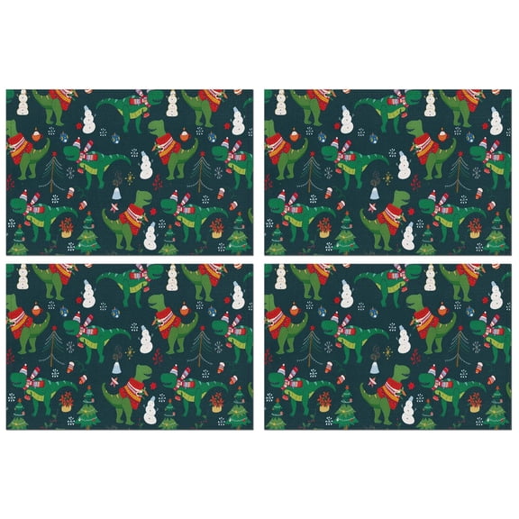 Christmas Dining Placemats Set of 4, 12x17 Inch Plastic Table Mats - "Let it Snow" Winter Theme for Holiday Party Indoor Outdoor Use