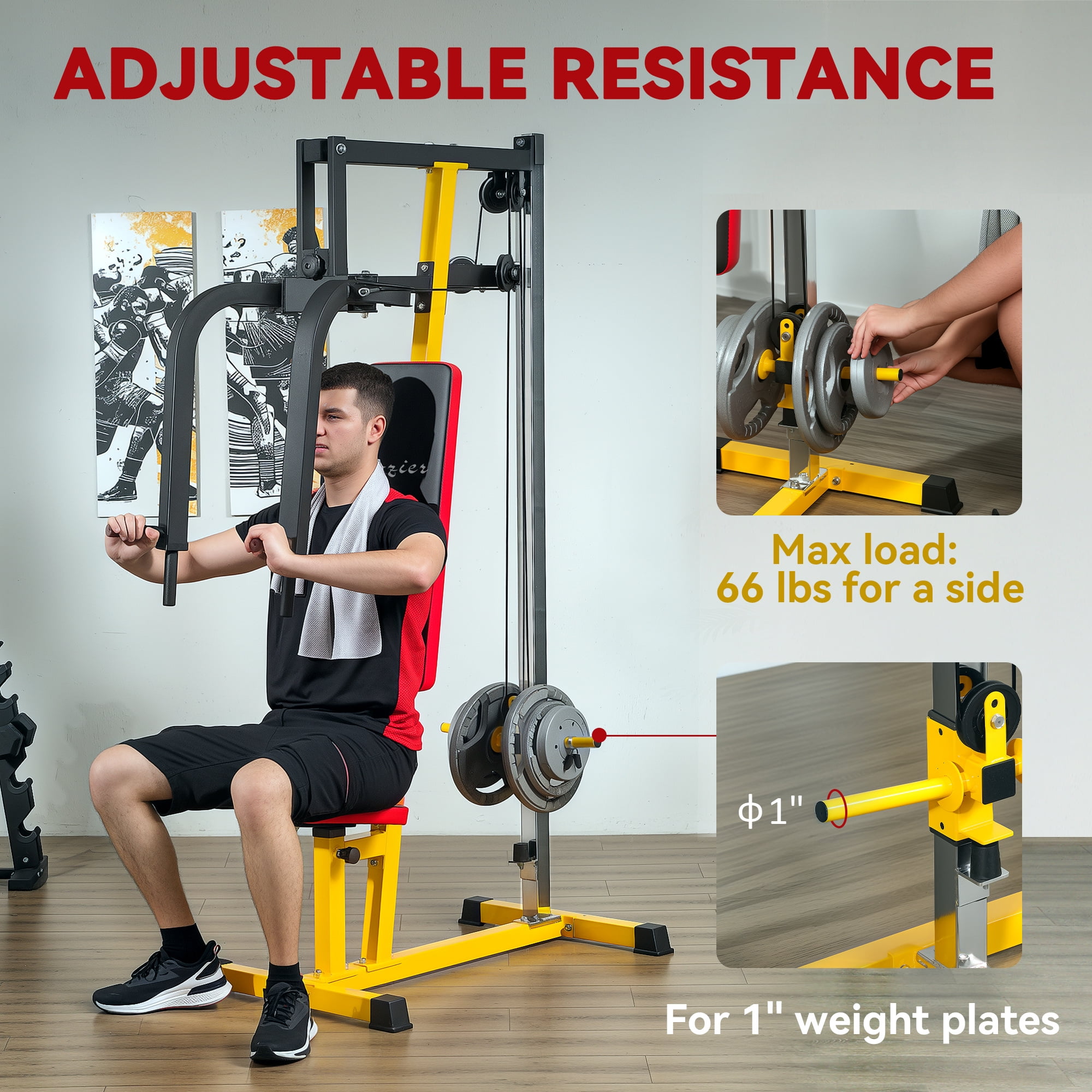 Soozier Chest Fly Chest Press Machine for Back, Pectoral, Rear Deltoid and Shoulder Training, Yellow