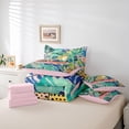 thumbnail image 6 of Feelyou Jungle Leopard Animal Bedding Comforter Set 7pcs, Rustic Wildlife Cheetah Queen Bedding Sets, Watercolor Leaf Flower Reversible Queen Sheet Sets, Lightweight Room Decor, 6 of 8