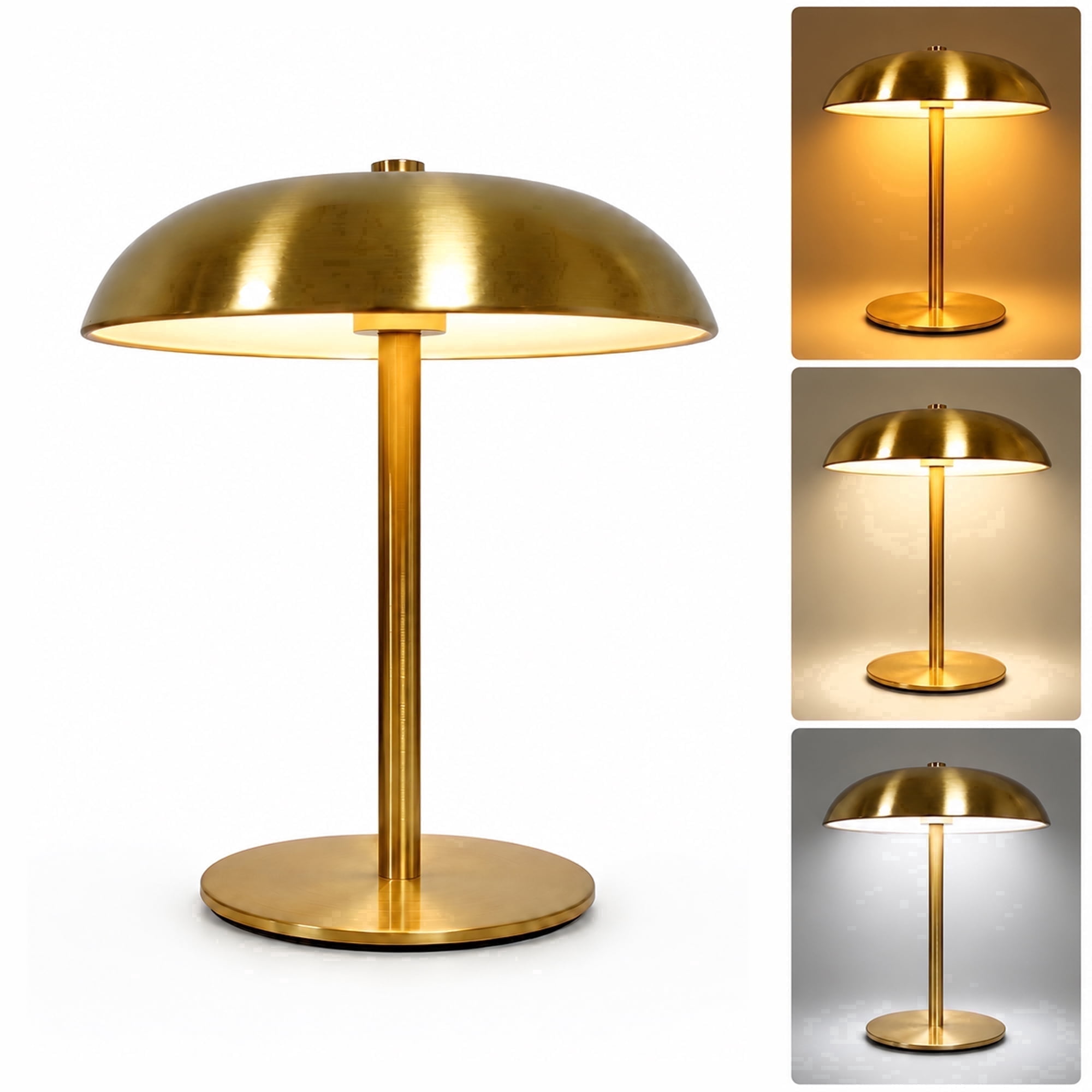 VOLIVO Cordless Table Lamp, Brass Rechargeable Desk Lamp with 3 Color Temperatures, Dimmable Night Lights for Modern Bedroom, Office