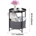 thumbnail image 2 of Round Sofa Side Table End Table with Storage Fabric Basket for Living Room Bedroom Removable Tabletop Home Nightstand, Black, 2 of 8