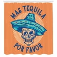 thumbnail image 3 of Ambesonne Alcohol Shower Curtain, Skull Sombrero Tequila, 69"Wx70"L, Multicolor, 3 of 3