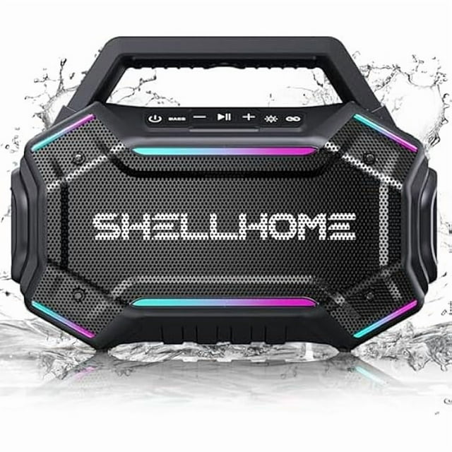 wonima11 Bluetooth 6.0 Speakers Outdoor, 80W(Peak) Loud Speaker with Bass, 30H Playtime, IPX6 Waterproof, RGB Lights, BassUp 2.0, TWS, Portable Large Jobsite Speakers for Party, Garage