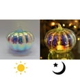 thumbnail image 5 of Twfbrm Pumpkins Decoration 6.1"Hx6.69"Diam,Pre-Lit Glass Pumpkin Clear Iridescent Ornaments Artificial Pumpkins Iridescent Halloween Decorations for Home Thanksgiving Tabletop Decorations, 5 of 7