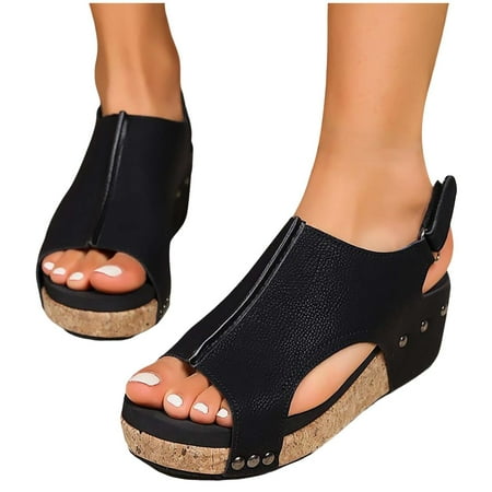 

Pyhlmscde Womens Sandals Summer Casual Shoes Platform Sandal Open Toe Ankle Strap Cork Flatform Sandals Party Dressy Shoes