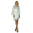 thumbnail image 6 of Bimba Women Kimono Sleeve Satin Short Robe Getting Ready Bride Bridesmaid Lace Robes Coverup, 6 of 6