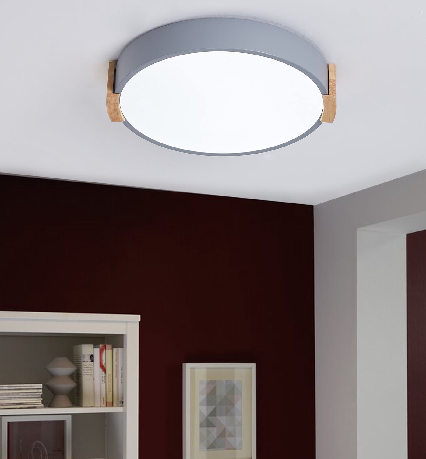 Aiwen Round LED Flush Mount Ceiling Lamp Modern Light Fixture Gray