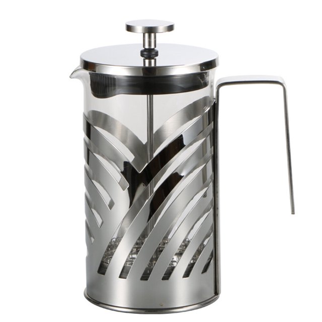 304 Stainless Steel Coffee Can Multi Function Coffee Pot Press Tea Kettle Manual Coffee Infuser for Home (350ml)
