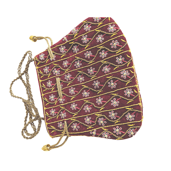 Women Handmade Indian Potli Bag, Batwa Bag, Velvet Purse For Evening Parties, Brides & Weddings