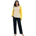 thumbnail image 2 of Unique Bargains Women's Round Neck Nightwear with Pants Loungewear Pajama Sleepwear Sets, 2 of 5