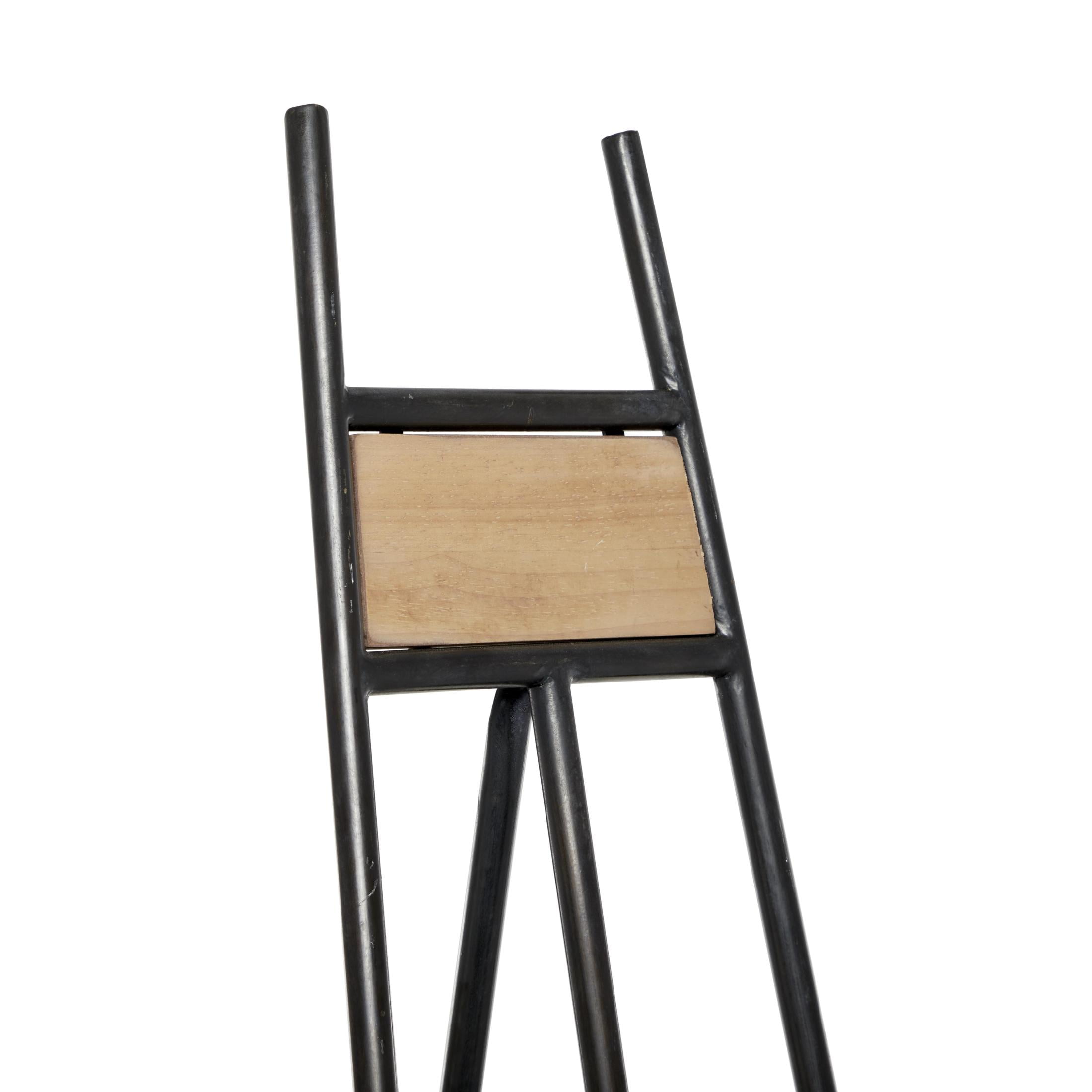 DecMode 19" x 66" Black Metal Tall Adjustable Floor 3 Tier Easel with Wood Panels, 1-Piece