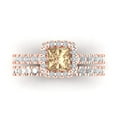 thumbnail image 2 of Clara Pucci 18K Rose Gold Princess Cut 0.75Ct Synthetic Yellow Moissanite Engagement Ring + Matching Band - Luxury Box Included, 2 of 7