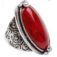 thumbnail image 6 of Opolski Women Boho Knuckle Rings Vintage Oval Turquoise Antique Silver Plated Carving Ring Jewelry Exquisite Finger Rings Jewelry for Party Banquet, 6 of 6