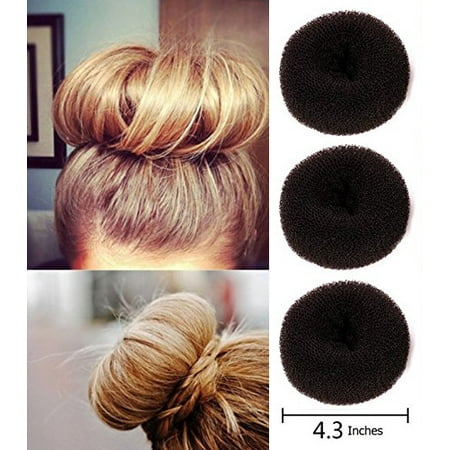 Brown Extra Large Size Hair Donut Bun Ring Styler Maker 3 Pcs