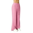 thumbnail image 5 of KDDYLITQ Womens Flare Sweatpants Wide Leg Drawstring Yoga Pants High Waist Soft Bell Bottoms Baggy Size Plus Trousers Pink M, 5 of 5