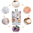 thumbnail image 4 of 2 Pack Qtip Holder Dispenser Flowers and Ladybirds Clear Plastic Storage Apothecary Jars for Cotton Swabs Balls Pads Floss, 4 of 7