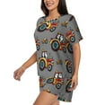 thumbnail image 2 of Kdxio Cartoon Tractor Print Pajamas Sets for Women Short-Sleeved Pjs with Lounge Shorts Two Piece Sleepwear S-4XL, 2 of 8