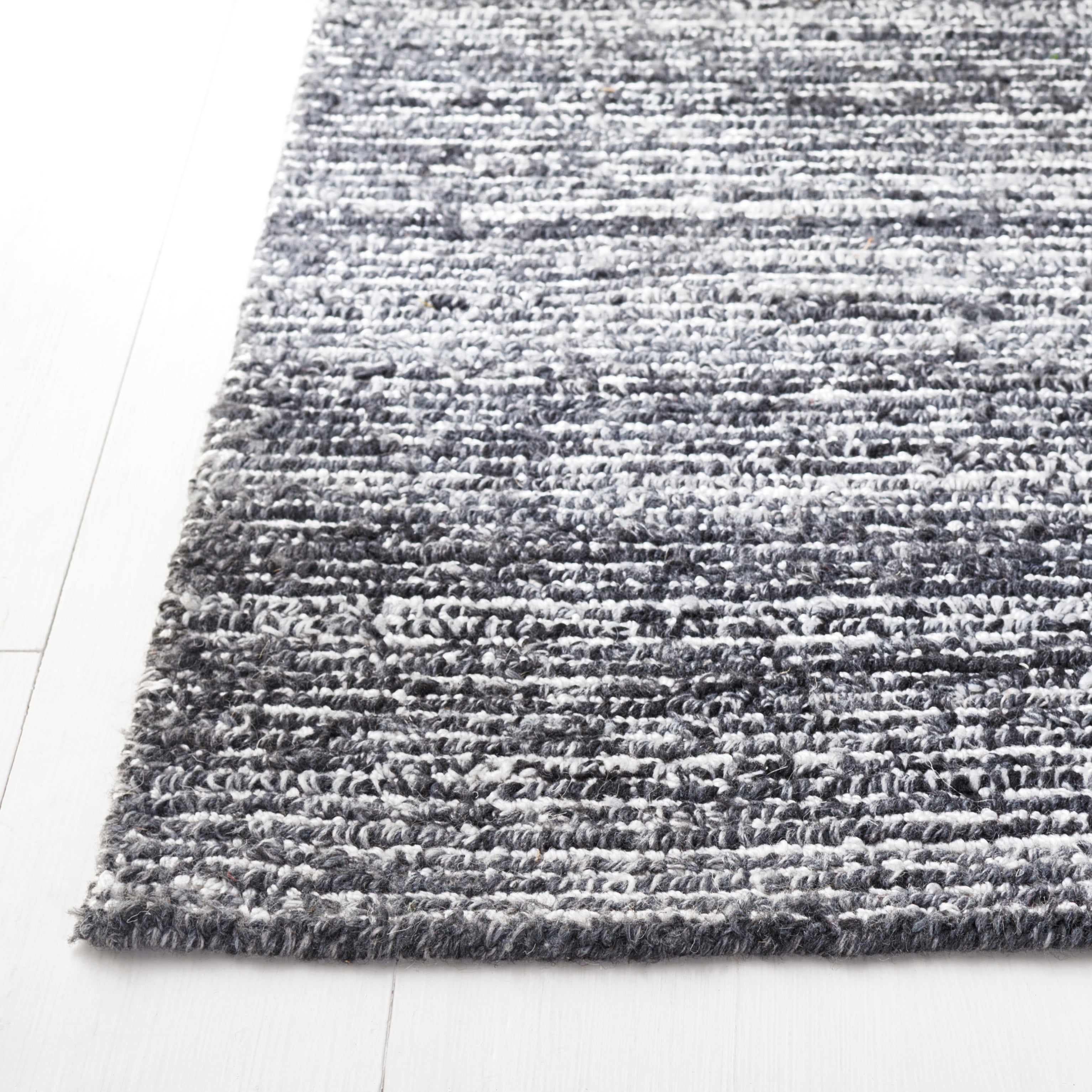 SAFAVIEH Mirage Lecia Striped Polyester Area Rug, Dark Gray/Ivory, 6' x 6' Square