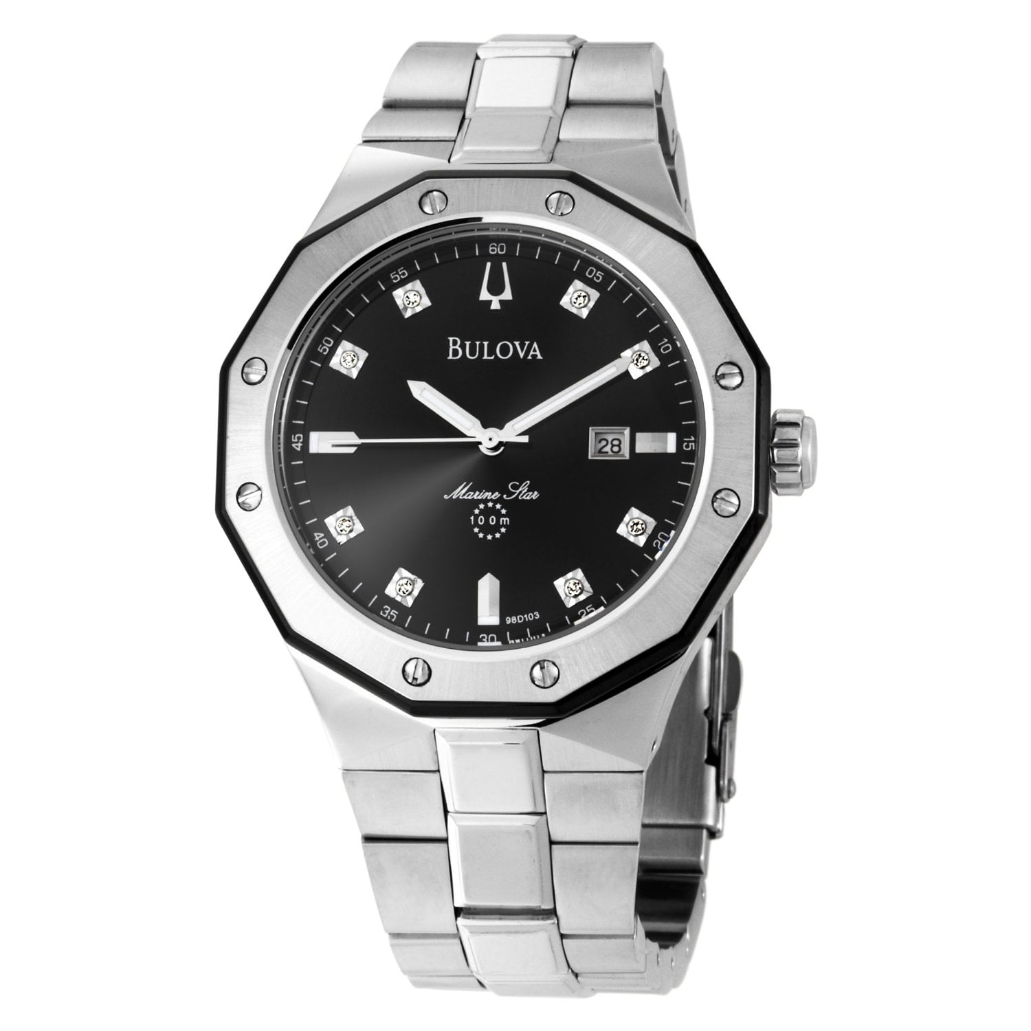 Bulova - Bulova Men's Marine Star Diamond Accented Stainless Steel Men's Stainless Steel Watch