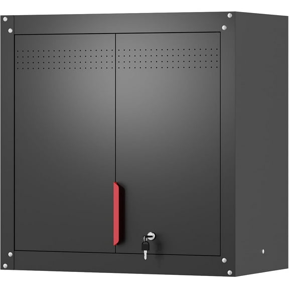 Metal Wall Cabinet,Wall Mounted Garage Storage Cabinet with Lock and Handle,Garage Wall Cabinet with Adjustable Shelves for Garages, Storage Rooms, Basements