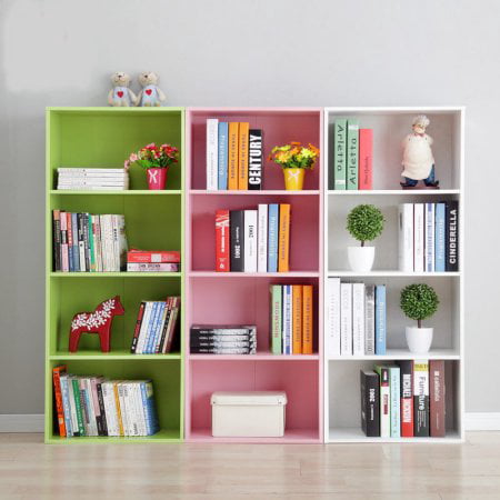Yosoo 3/4 Shelf Bookcase Storage Furniture Bookshelf Bedroom