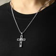 thumbnail image 3 of APSVO Silver Cross Necklaces for Men Boys Stainless Steel Cross Pendant Chain Catholic Religious Christian Birthday Confirmation First Communion Easter Basket Stuffers Jewelry Gifts Teen Adults Kids, 3 of 5