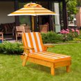 thumbnail image 3 of Topbuy Kids Patio Chaise Lounge Wooden Recliner w/Detachable Umbrella & Cushion Suitable for 3-8 Ages, 3 of 8