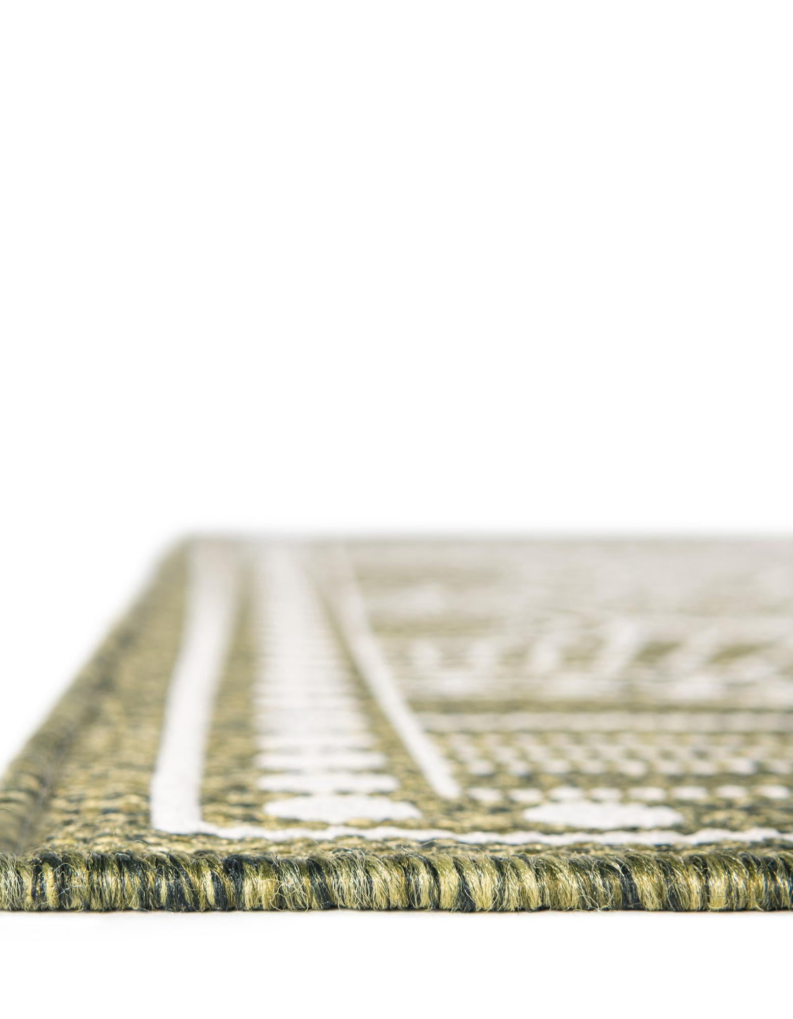 Unique Loom Outdoor Traditional Collection Area Rug - Deco (10' Square Green/Ivory)