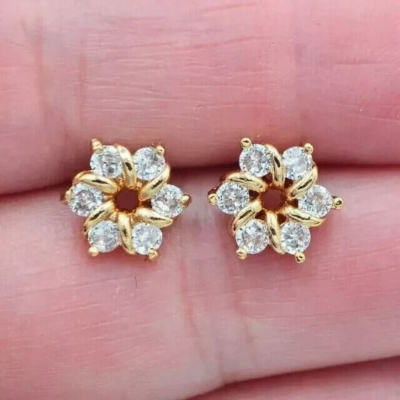 2.5Ct La Created Round Cut Diamond Earring in 14K Yellow Gold Pated