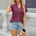 thumbnail image 2 of cotton shirts for women casual summer v neck tops, 2 of 7