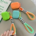 thumbnail image 2 of For Airpods 2 Pro 1 3 Earphone Case Fluorescence Orange Green Rope Keyring Cases Cute Soft Silicone Solid Color Headphone Cover D for AirPods Pro, 2 of 6