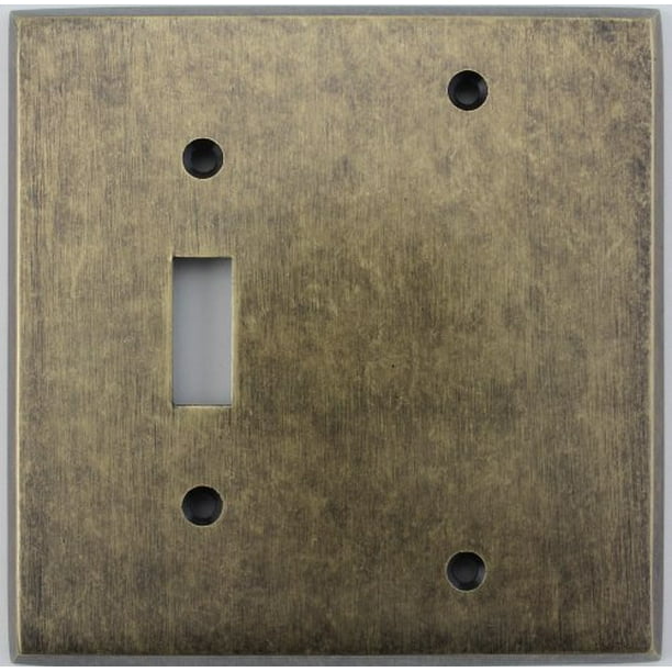 Aged Antique Brass 2 Gang Combination Switch Plate 1 Toggle Light Switch Opening 1 Blank Walmart Com Walmart Com