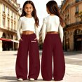 thumbnail image 2 of TGPMGRZ Girls Sweatpants Wide Leg Sweatpants Kids Elastic High Waist Baggy Sweat Pants With Pockets for 4-15Y #02 Red 12-13 Years, 2 of 5