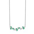 thumbnail image 2 of Auriga 14K White Gold 3.4x1.9 mm Emerald and Diamond Floral Bar Necklace for Women 18", 2 of 5