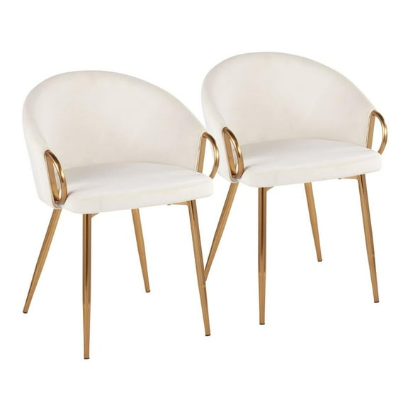 Silver Orchid Battista Upholstered Chair - Set of 2 Cream Velvet/Gold Metal