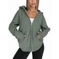 thumbnail image 3 of Sudaderas con Capucha y Cremallera para Mujer, Sudaderas Extragrandes, Conjuntos de Moda Escolar para Otoño, Chaquetas Informales, Ropa de Invierno Verde S, 3 of 9