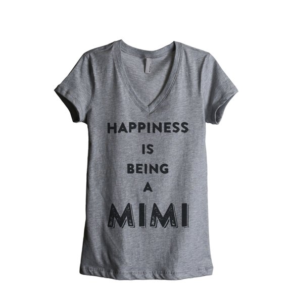 Thread Tank Happiness Mimi Women's Relaxed V-Neck T-Shirt Tee Heather Grey Small