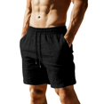 thumbnail image 2 of Yaoyar Mens Cotton Linen Shorts Casual Drawstring 7inch Inseam Shorts Summer Beach Wear, 2 of 5