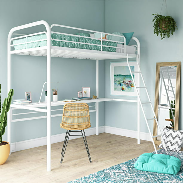 Dhp Metal Twin Loft Bed With Desk, Twin Loft Bed Length