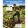 thumbnail image 4 of Broadfork Garden Tool, 5-Tine Heavy Duty Broad Fork, Manual Hand Tiller with 58 Inch Ergonomic Handle, Pitchfork Digging Fork for Cultivating Spading Crushing Aerating Gardening Soil$$Garden & Patio, 4 of 7