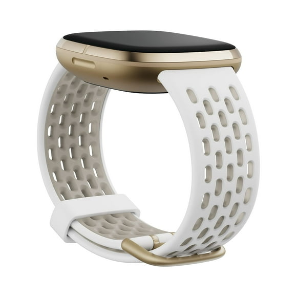 Fitbit Fitbit Sense & Fitbit Versa 3 Bracelet Accessoire, Produit Officiel Sport, Blanc Lunaire, Grand