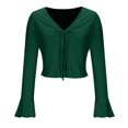 thumbnail image 4 of Aloohaidyvio Ribbed Shirts for Women Long Sleeve Knit Y2K Tops Lightweight Slim Basic Knit Tunic Blouses, 4 of 6