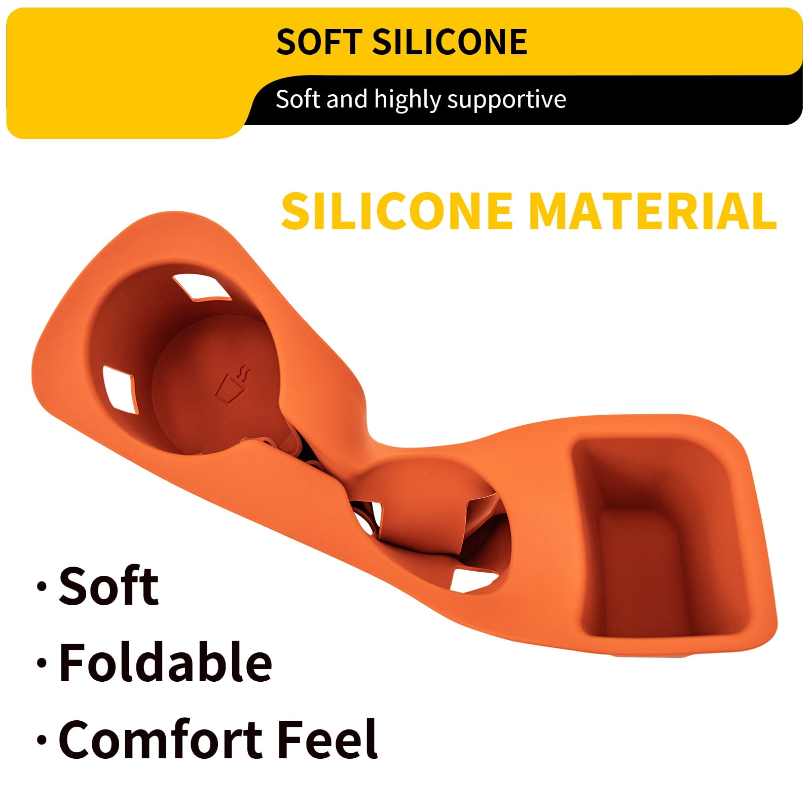 Cup Holder Compatible with 2022-2025 2026 Ford Maverick Cup Holder Silicone Insert Center Console Drink Holder Silicone Orange Bottle Holder Interior Decoration for 2024 Maverick Accessories