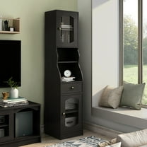 Kian Multi-Storage Wood Espresso Tower Cabinet