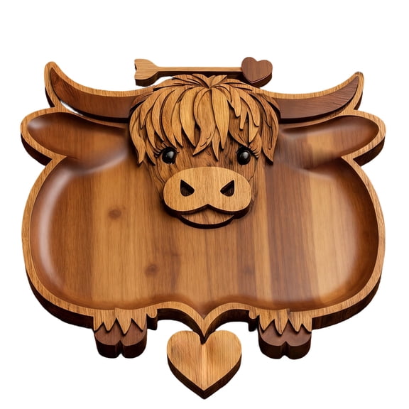 A Wooden Charcuterie Board Cow Shaped Serving Tray Platter for Cheese Meat Snack Appetizer Farmhouse Kitchen Dining Table Party Holiday Gathering